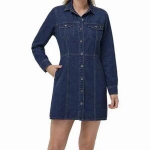 FRYE DARK BLUE LONG SLEEVE DENIM DRESS SZ XL NWT